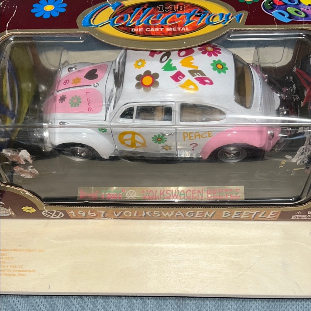 1967 Volkswagen Beetle Die-Cast Toy Car - White and Pink
